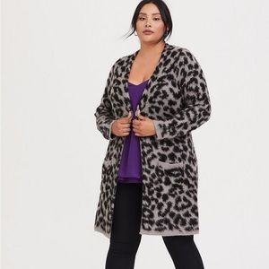Torrid Grey Leopard Longline Cardigan